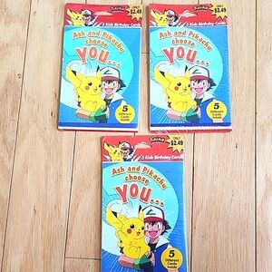 15 Pokemon Birthday Cards 3 Packs of 5 Cards VINTAGE!